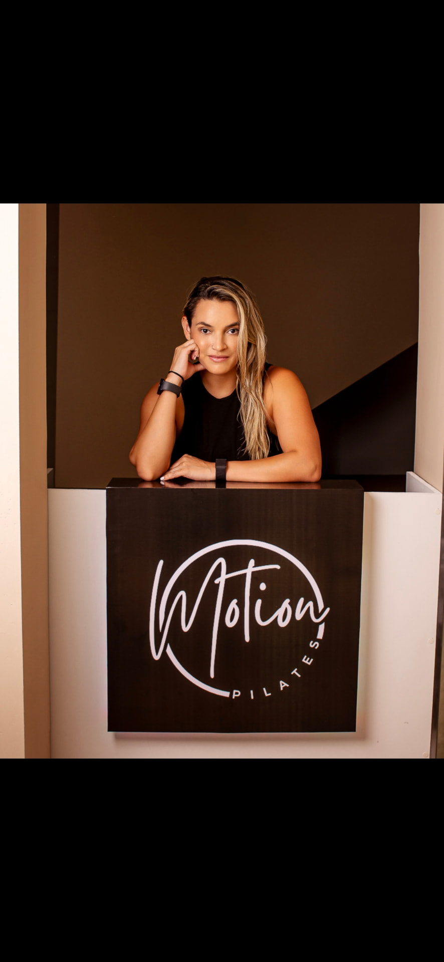 Lucía Coronel en la recepción de Motion Pilates Studio